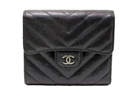 chanel black iridescent caviar chevron quilted multi cards|CHANEL .